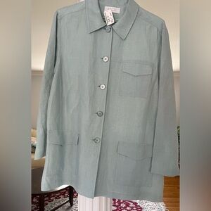 K  G R jacket/ blazer women, mint green long shirt/ jacket size 16 cotton